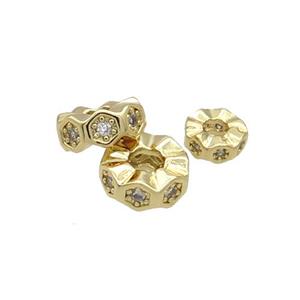 Copper Heishi Spacer Beads Pave Zircon Gold Plated, approx 6mm