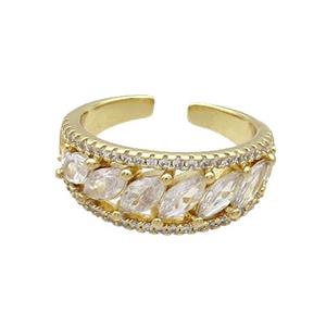 Copper Ring Pave Zircon Gold Plated, approx 8mm, 18mm dia