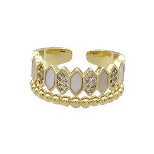 Copper Ring Pave Shell Zircon Gold Plated, approx 10mm, 18mm dia