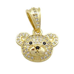 Copper Bear Pendant Pave Zircon Gold Plated, approx 12-18mm