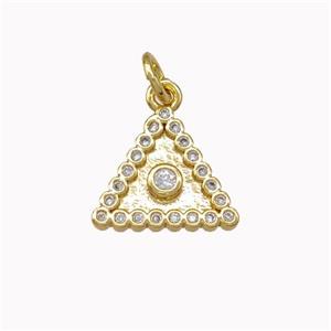 Copper Triangle Pendant Micro Pave Zirconia Gold Plated, approx 13mm