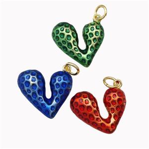 Copper Heart Pendant Painted Gold Plated Mixed, approx 17mm