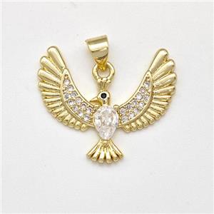 Copper Eagle Pendant Micro Pave Zirconia Bird Gold Plated, approx 20-24mm