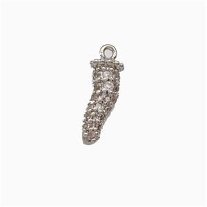 Copper Chili Pendant Micro Pave Zirconia Platinum Plated, approx 3-11mm