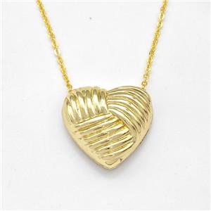 Copper Heart Necklace Gold Plated, approx 21mm, 44cm length