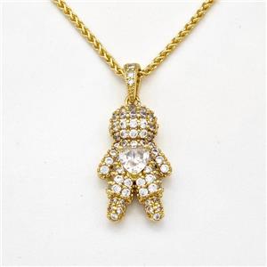 Copper Boy Kids Necklace Pave Zirconia Gold Plated, approx 13-20mm, 1.5mm, 42-47cm length