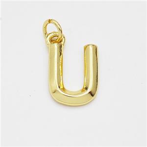 Copper Letter-U Pendant Gold Plated, approx 9-12.5mm