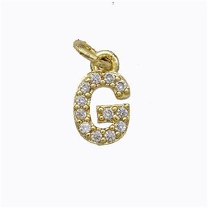 Copper Pendant Pave Zirconia Letter-G Gold Plated, approx 6-9mm