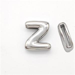 Copper Letter-Z Beads Platinum Plated, approx 9-13.5mm, 2x10mm hole