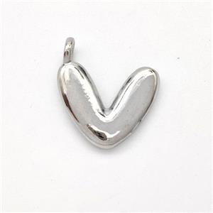 Copper Letter-V Pendant Platinum Plated, approx 13-17mm