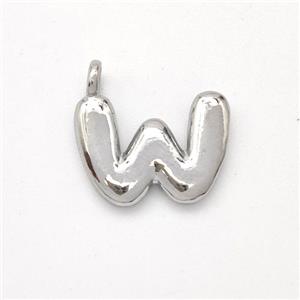 Copper Letter-W Pendant Platinum Plated, approx 13-17mm