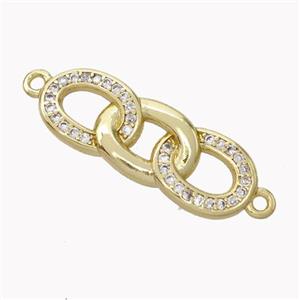 Copper Links Connector Micropave Zirconia Gold Plated, approx 9-24mm