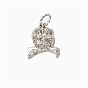 Halloween Zombie Charms Copper Skull Pendant Platinum Plated, approx 10-11mm