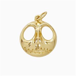 Halloween Mask Charms Copper Pendant Gold Plated, approx 14-15mm