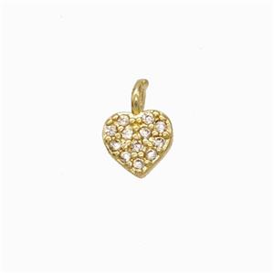 Copper Heart Pendant Micropave Zirconia Gold Plated, approx 5mm