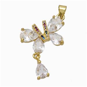 Copper Butterfly Pendant Micropave Zirconia Gold Plated, approx 5-8mm, 13-20mm