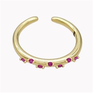 Copper Ring Micropave Fuchsia Zirconia Gold Plated, approx 18mm dia