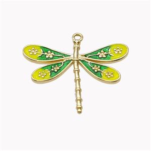 Copper Dragonfly Pendant Yellow Enamel Gold Plated, approx 20-25mm