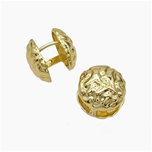 Copper earring pave zircon, Gold plated, approx 16mm