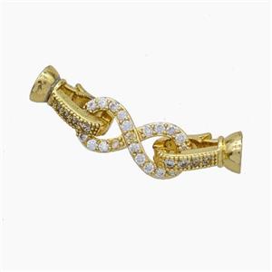 Copper Connector Clasp pave Zircon, Gold plated, approx 9-35mm