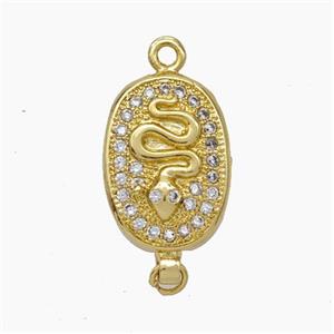 Copper connector Clasp pave Zircon, gold plated, approx 10-14mm