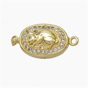 Copper connector Clasp pave Zircon, gold plated, approx 10-14mm