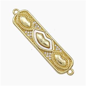 Copper Connector pave zircon and white shell bead, Gold Plated, approx 10-38mm