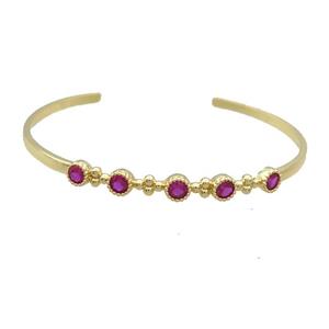 Copper Bangle Pave Red Zircon Gold Plated, approx 5.5mm, 50-60mm