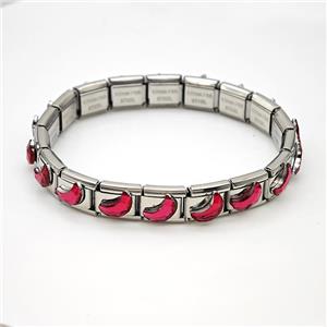 Stainless Steel bracelet, platinum plated, approx 9-10mm, 17cm length