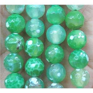 green fired Agate beads, faceted round, approx 10mm dia