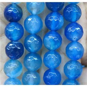 royal blue agate bead, faceted round, approx 12mm dia