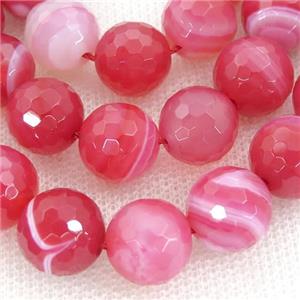 red Striped Agate Beads, faceted round, A grade, approx 10mm dia