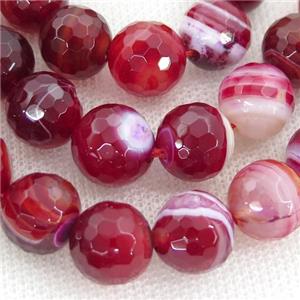 faceted round Striped Agate Beads, christmas red, A grade, approx 10mm dia