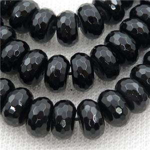 Black Onyx Agate Beads, Faceted Rondelle, approx 5x8mm