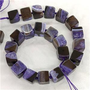Druzy Agate Cube Beads Purple Dye, approx 16mm