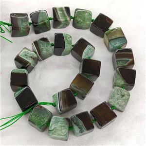 Druzy Agate Cube Beads Green Dye, approx 16mm