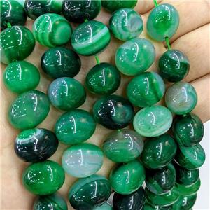 Natural Stripe Agate Egg Beads Green Dye, approx 15-20mm