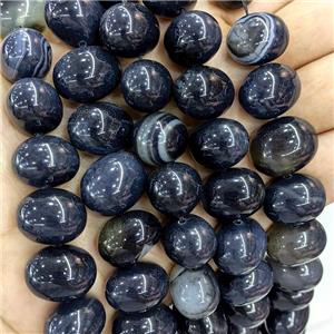 Natural Stripe Agate Egg Beads Inkblack Dye, approx 15-20mm