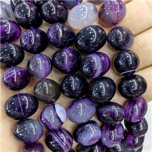 Natural Stripe Agate Egg Beads Purple Dye, approx 15-20mm