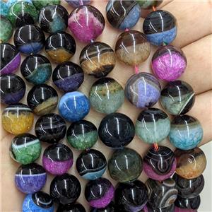 Natural Druzy Agate Beads Mixed Color Dye Smooth Round, approx 14mm