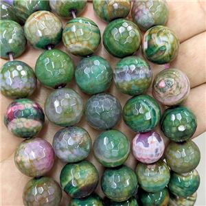 Natural Veins Agate Beads Green Dye Faceted Round, approx 16mm