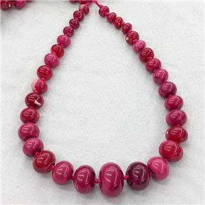 Natural Agate Rondelle Beads Graduated Red Dye Smooth, approx 12-30mm