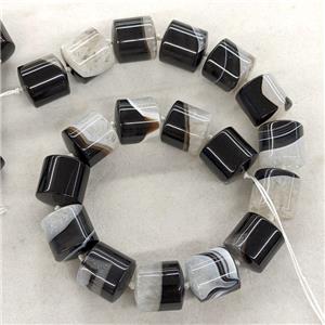 Natural Druzy Agate Tube Beads Dye Column Black White, approx 18-20mm