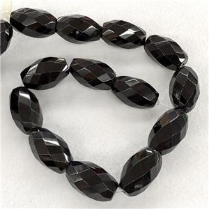 Natural Black Obsidian Beads Faceted Barrel, approx 19-30mm