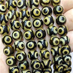 Tibetan Agate Beads Black Round Eye, approx 10mm, 35pcs per st