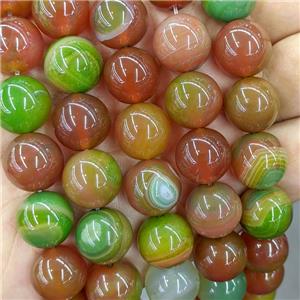 Natural Agate Beads Green Red Dye Smooth Round, approx 14mm dia