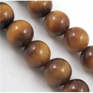 yellow tiger eye beads, round, AA-grade, approx 12mm dia