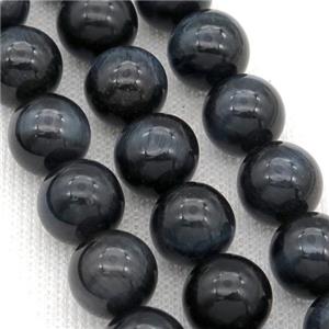 Tiger Eye Stone Beads Smooth Round Inkblue Natural Color, approx 16mm dia