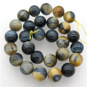 Natural Dream Tiger Eye Stone Beads Blueyellow Dye Smooth Round, approx 16mm