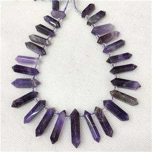 purple Ametrine bullet beads, top-drilled, approx 9-38mm